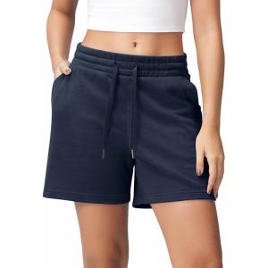 imageODODOS Womens Sweat Shorts 5quot Cotton French Terry High Waist Workout Casual Lounge Shorts with PocketsNavy
