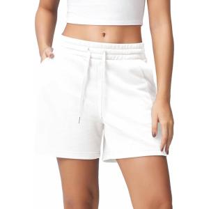imageODODOS Womens Sweat Shorts 5quot Cotton French Terry High Waist Workout Casual Lounge Shorts with PocketsWhite
