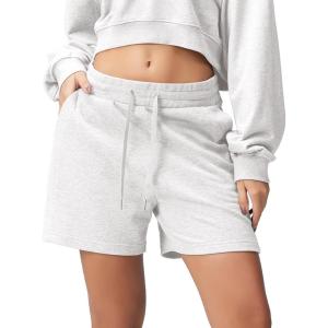 imageODODOS Womens Sweat Shorts 5quot Cotton French Terry High Waist Workout Casual Lounge Shorts with PocketsWhite Heather