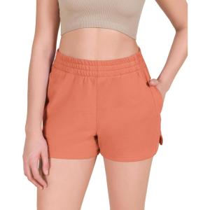 imageODODOS Womens Sweat Shorts Cotton French Terry Curved Hem Workout Casual Relaxed Lounge Shorts with PocketsDusted Clay