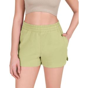 imageODODOS Womens Sweat Shorts Cotton French Terry Curved Hem Workout Casual Relaxed Lounge Shorts with PocketsMoss Green