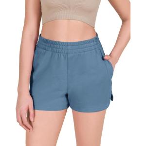 imageODODOS Womens Sweat Shorts Cotton French Terry Curved Hem Workout Casual Relaxed Lounge Shorts with PocketsSteel Blue