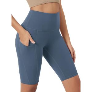 imageODODOS Womens Tummy Control Yoga Shorts 20 with Pockets High Waist Athletic Workout Shorts5quot  8quot  10quot InseamInkblue
