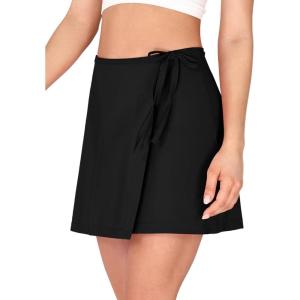 imageODODOS Wrap Skorts for Women Builtin Shorts High Waist Tennis Skirts with Pockets for Casual Athletic GolfBlack