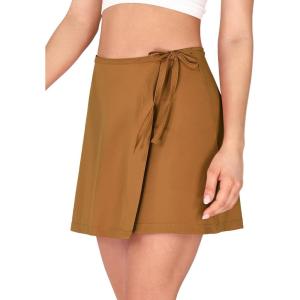 imageODODOS Wrap Skorts for Women Builtin Shorts High Waist Tennis Skirts with Pockets for Casual Athletic GolfBrown