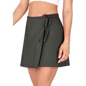 imageODODOS Wrap Skorts for Women Builtin Shorts High Waist Tennis Skirts with Pockets for Casual Athletic GolfCharcoal