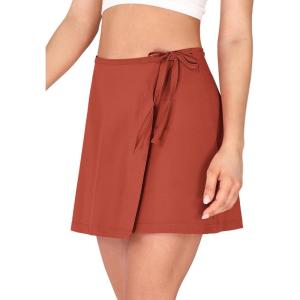 imageODODOS Wrap Skorts for Women Builtin Shorts High Waist Tennis Skirts with Pockets for Casual Athletic GolfCinnamon