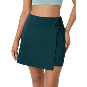 imageODODOS Wrap Skorts for Women Builtin Shorts High Waist Tennis Skirts with Pockets for Casual Athletic GolfForest Teal