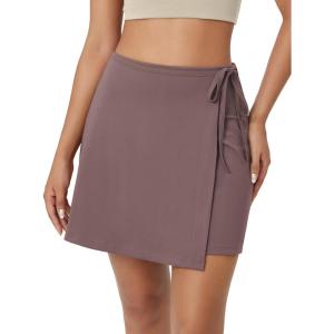 imageODODOS Wrap Skorts for Women Builtin Shorts High Waist Tennis Skirts with Pockets for Casual Athletic GolfPurple Taupe