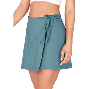 imageODODOS Wrap Skorts for Women Builtin Shorts High Waist Tennis Skirts with Pockets for Casual Athletic GolfSteel Blue