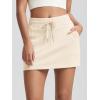 imageODODOS Womens Cotton French Terry Skorts Drawstring Tie Builtin Shorts Daily Skirts with PocketsBeige