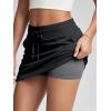 imageODODOS Womens Cotton French Terry Skorts Drawstring Tie Builtin Shorts Daily Skirts with PocketsBlack