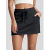 imageODODOS Womens Cotton French Terry Skorts Drawstring Tie Builtin Shorts Daily Skirts with PocketsBlack