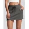 imageODODOS Womens Cotton French Terry Skorts Drawstring Tie Builtin Shorts Daily Skirts with PocketsCharcoal