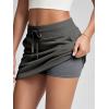 imageODODOS Womens Cotton French Terry Skorts Drawstring Tie Builtin Shorts Daily Skirts with PocketsCharcoal