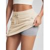 imageODODOS Womens Cotton French Terry Skorts Drawstring Tie Builtin Shorts Daily Skirts with PocketsLight Khaki