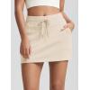 imageODODOS Womens Cotton French Terry Skorts Drawstring Tie Builtin Shorts Daily Skirts with PocketsLight Khaki