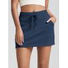 imageODODOS Womens Cotton French Terry Skorts Drawstring Tie Builtin Shorts Daily Skirts with PocketsNavy