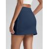 imageODODOS Womens Cotton French Terry Skorts Drawstring Tie Builtin Shorts Daily Skirts with PocketsNavy