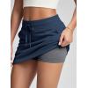 imageODODOS Womens Cotton French Terry Skorts Drawstring Tie Builtin Shorts Daily Skirts with PocketsNavy