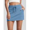 imageODODOS Womens Cotton French Terry Skorts Drawstring Tie Builtin Shorts Daily Skirts with PocketsSteel Blue