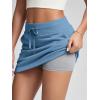 imageODODOS Womens Cotton French Terry Skorts Drawstring Tie Builtin Shorts Daily Skirts with PocketsSteel Blue