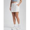 imageODODOS Womens Cotton French Terry Skorts Drawstring Tie Builtin Shorts Daily Skirts with PocketsWhite Heather