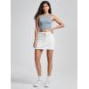 imageODODOS Womens Cotton French Terry Skorts Drawstring Tie Builtin Shorts Daily Skirts with PocketsWhite Heather