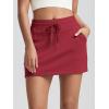 imageODODOS Womens Cotton French Terry Skorts Drawstring Tie Builtin Shorts Daily Skirts with PocketsWine