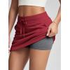 imageODODOS Womens Cotton French Terry Skorts Drawstring Tie Builtin Shorts Daily Skirts with PocketsWine