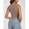 imageODODOS Womens Double Layer Sleeveless Tee UltraSoft Lightweight Crew Neck Basic TShirts Slim Fit Tank TopChocolate Malt