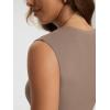 imageODODOS Womens Double Layer Sleeveless Tee UltraSoft Lightweight Crew Neck Basic TShirts Slim Fit Tank TopChocolate Malt