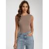 imageODODOS Womens Double Layer Sleeveless Tee UltraSoft Lightweight Crew Neck Basic TShirts Slim Fit Tank TopChocolate Malt