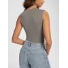 imageODODOS Womens Double Layer Sleeveless Tee UltraSoft Lightweight Crew Neck Basic TShirts Slim Fit Tank TopDesert Taupe
