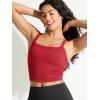 imageODODOS Womens Seamless Crop Cami Wide Scoop Neck Ribbed Soft Open Racerback Cropped TankFlame Scarlet
