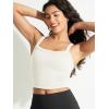 imageODODOS Womens Seamless Crop Cami Wide Scoop Neck Ribbed Soft Open Racerback Cropped TankMilk White