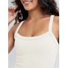 imageODODOS Womens Seamless Crop Cami Wide Scoop Neck Ribbed Soft Open Racerback Cropped TankMilk White