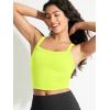 imageODODOS Womens Seamless Crop Cami Wide Scoop Neck Ribbed Soft Open Racerback Cropped TankNeon Green