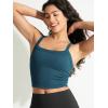 imageODODOS Womens Seamless Crop Cami Wide Scoop Neck Ribbed Soft Open Racerback Cropped TankTeal