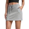 imageODODOS Womens Cotton French Terry Skorts Drawstring Tie Builtin Shorts Daily Skirts with PocketsGrey Heather