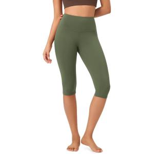 imageODODOS Buttery Soft Lounge Yoga Capris for Women 14quot  19quot  21quot High Waist Capri LeggingsDark Olive