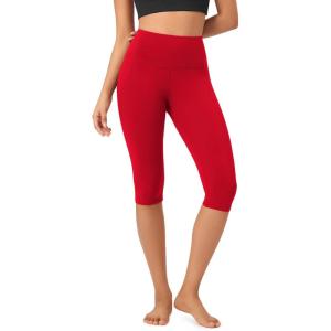 imageODODOS Buttery Soft Lounge Yoga Capris for Women 14quot  19quot  21quot High Waist Capri LeggingsRed
