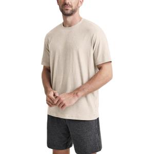 imageODODOS Mens Performance TShirt  Stratum Tech Tee Ultra Soft Moisture Wicking UPF 50 Fitness Shirts  The Ascent SeriesEcru Heather