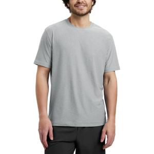 imageODODOS Mens Performance TShirt  Stratum Tech Tee Ultra Soft Moisture Wicking UPF 50 Fitness Shirts  The Ascent SeriesPale Grey Heather