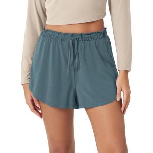 imageODODOS Modal Soft Lounge Shorts for Women Drawstring High Waist Casual Sleepwear Lightweight Cozy Pajama BottomBluesteel Washed