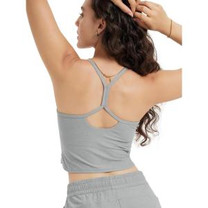imageODODOS Womens Slim Racerback Cropped Tank  Stratum Tech Sports Bra Ultra Soft UPF 50 Cami Top with Builtin BraPale Grey Heather
