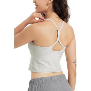 imageODODOS Womens Slim Racerback Cropped Tank  Stratum Tech Sports Bra Ultra Soft UPF 50 Cami Top with Builtin BraSalt Heather