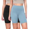 imageODODOS 2Pack High Waist Workout Shorts for Women Tummy Control Workout Gym Athletic Biker Shorts6quot  8quot InseamBlackchambray