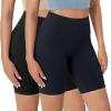 imageODODOS 2Pack High Waist Workout Shorts for Women Tummy Control Workout Gym Athletic Biker Shorts6quot  8quot InseamBlackdeep Navy