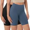 imageODODOS 2Pack High Waist Workout Shorts for Women Tummy Control Workout Gym Athletic Biker Shorts6quot  8quot InseamBlackink Blue